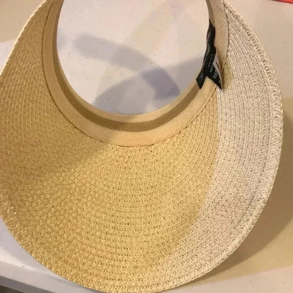 Catherine Malandrino Cream/Tan Sun Visor 100% Paper with Monogram Signature-OS - Picture 7 of 12